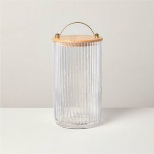 64oz Fluted Glass Storage Canister set with Wood Lid - Hearth & Hand Magnolia
